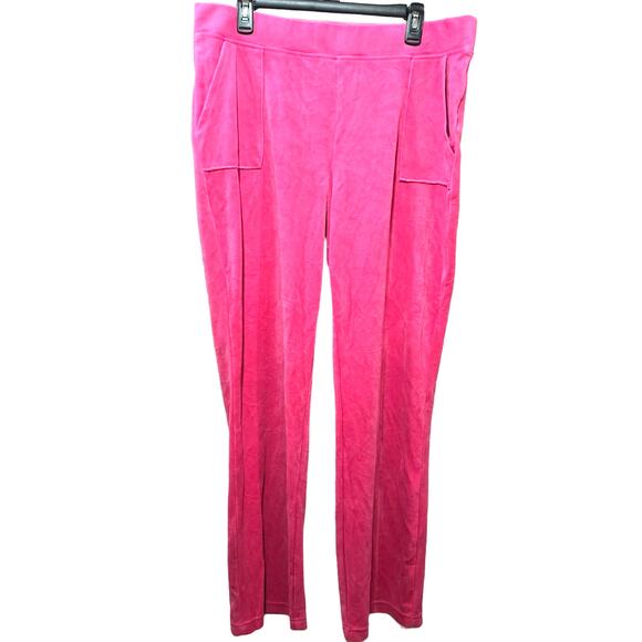Juicy Couture Hot Pink Velour Straight Leg Barbiecore Velvet Track Pants Size XL - Picture 1 of 13